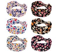 6 fasce elastiche per capelli da donna, con motivo floreale colorato, accessori per capelli, larghe, morbide, per yoga, allenamento, sport, corsa, viaggi