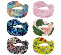 6 fasce elastiche per capelli da donna, con petali rosa, antiscivolo, larghe, turbante, per allenamento, yoga, sport, corsa