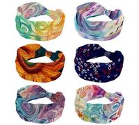 6 fasce elastiche per capelli da donna, elastiche per il sudore, con texture a vortice, antiscivolo, morbide, larghe per yoga e allenamento