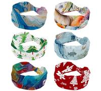 6 fasce elastiche per capelli da donna, elastiche per il sudore, sportive, acquerelli, coniglio, uovo, fiore, antiscivolo, morbide, fasce larghe per yoga e allenamento