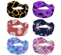 6 fasce elastiche per capelli da donna, motivo zucca di Halloween, pipistrello, viola, per assorbire il sudore, sport, yoga, allenamento, morbida fascia per capelli annodata