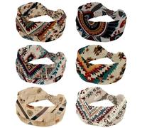 6 fasce elastiche per capelli da donna, stile retrò, etnico, senza cuciture, larghe, morbide, per yoga, allenamento, sport, corsa, viaggi