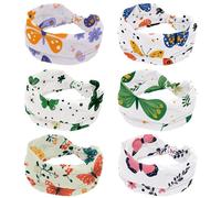 6 fasce elastiche per capelli, larghe e colorate, con farfalle e fiori, accessori per capelli da donna