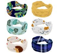 6 fasce larghe con semi di dente di leone gialli, per donne e ragazze, fascia per capelli annodata a turbante incrociato, fascia per capelli antiscivolo, per yoga, allenamento, corsa