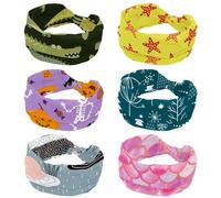 6 fasce larghe da donna estive con stella marina gialla elastica fascia per capelli antiscivolo fascia per il sudore fascia per yoga fascia per la testa per allenamento, palestra, corsa, fitness