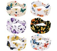 6 fasce larghe per capelli, con farfalle colorate con motivo floreale, per donne, alla moda, elastiche, per allenamento, sport, non scivolano