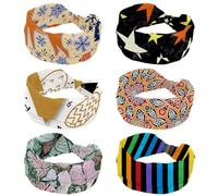 6 fasce larghe per capelli, con stelle, da donna, elastiche, antiscivolo, annodate, per sport, allenamento, accessori per capelli