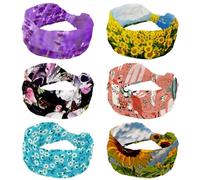 6 fasce larghe per capelli da donna, con girasole e nuvola, antiscivolo, sportive, elastiche, per yoga, allenamento, tutti i giorni