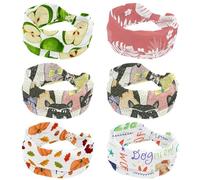 6 fasce larghe per capelli da donna, con sfondo rosa e bianco con foglie tropicali, fasce elastiche per capelli, per yoga, allenamento, tutti i giorni