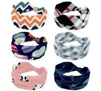 6 fasce larghe per capelli da donna, elastiche, in tartan, diagonale, senza cuciture, antiscivolo, per allenamento, yoga, sport, corsa