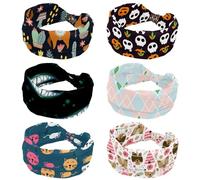 6 fasce larghe per capelli da donna, elastiche, turbante, per Halloween, zucca, osso, grimace, antiscivolo, fasce per capelli per allenamento del sudore, accessori per capelli alla moda