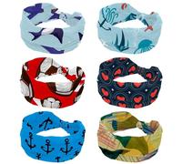 6 fasce larghe per capelli da donna, elastiche, turbanti, polpo, pesci, antiscivolo, fasce per capelli per allenamento del sudore, accessori per capelli alla moda