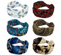 6 fasce larghe per capelli da donna, stile retrò, mandala, boho, indiano, vintage, elastico, turbante, antiscivolo, fasce per capelli, fasce per capelli per allenamento e sudore, accessori per capelli