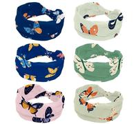 6 fasce per capelli colorate con motivo a farfalle, per ragazze e donne, ampia fascia per capelli incrociata, morbida fascia turbante, elastica, per yoga e allenamento