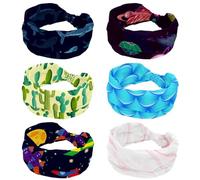 6 fasce per capelli colorate con pianeta spaziale e spaziale, da donna, antiscivolo, per allenamento, fasce elastiche per capelli, yoga, fasce annodate per ragazze e donne