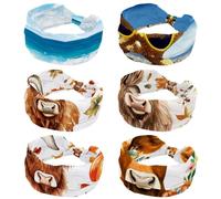 6 fasce per capelli da donna a forma di stella marina con occhiali da sole gialli, morbida e larga, antiscivolo, fascia elastica per capelli, turbante con nodo attorcigliato