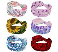 6 fasce per capelli da donna, ampia fascia turbante con motivo a fiori di iride, fascia antiscivolo, elastica per sudore, yoga, allenamento, morbida bandana per capelli