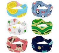 6 fasce per capelli da donna, ampia fascia turbante per capelli, motivo natalizio con pinguino, fiocco di neve, antiscivolo, elastica, per sudore, yoga, allenamento, morbida bandana per capelli