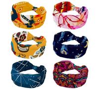 6 fasce per capelli da donna, ampie, bohémien, bohémien, acchiappasogni, rosa, hippie, annodate, per yoga, allenamento, fascia elastica morbida, accessori per capelli alla moda