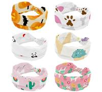 6 fasce per capelli da donna, colore grigio con ossa marroni e stampa con cuore rosa, fascia larga a turbante antiscivolo, fascia elastica per sudore, yoga, allenamento, morbida bandana per capelli