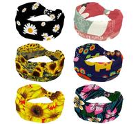6 fasce per capelli da donna, con grazioso riccio floreale, con scritta "I Am a Star", con nodo, per yoga, allenamento, morbido, elastico, accessori per capelli alla moda