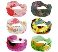 6 fasce per capelli da donna, con sfondo floreale dolce, fascia elastica larga a turbante, morbide, antiscivolo, per yoga, allenamento, sport, corsa