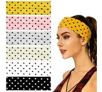 6 fasce per capelli da donna eleganti con motivo a pois, design retrò, fasce larghe per capelli ideali per yoga, corsa e trucco, in tessuto morbido ed elastico antiscivolo, 6 colori fascia da testa