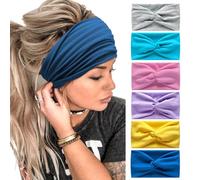 6 fasce per capelli da donna, larghe, ondulate, foulard per la testa, turbante, in tessuto, fascia elastica, per yoga, sport, corsa, foulard (impiombatura)