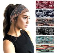 6 fasce per capelli da donna, larghe, ondulate, foulard per la testa, turbante, in tessuto, fascia elastica, per yoga, sport, corsa, foulard (impiombatura)