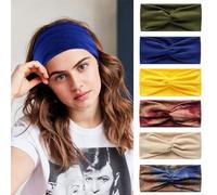6 fasce per capelli da donna, larghe, ondulate, foulard per la testa, turbante, in tessuto, fascia elastica, per yoga, sport, corsa, foulard (impiombatura)