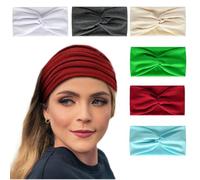 6 fasce per capelli da donna, larghe, ondulate, foulard per la testa, turbante, in tessuto, fascia elastica, per yoga, sport, corsa, foulard (impiombatura)