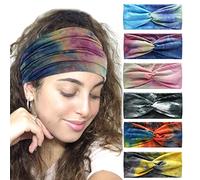 6 fasce per capelli da donna, larghe, ondulate, foulard per la testa, turbante, in tessuto, fascia elastica, per yoga, sport, corsa, foulard (impiombatura)