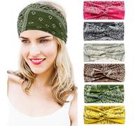 6 fasce per capelli da donna, larghe, ondulate, foulard per la testa, turbante, in tessuto, fascia elastica, per yoga, sport, corsa, foulard (impiombatura)