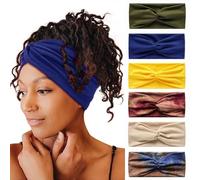 6 fasce per capelli da donna, larghe, ondulate, foulard per la testa, turbante, in tessuto, fascia elastica, per yoga, sport, corsa, foulard (impiombatura)