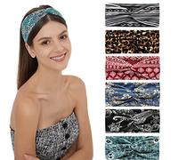 6 fasce per capelli da donna, larghe, ondulate, foulard per la testa, turbante, in tessuto, fascia elastica, per yoga, sport, corsa, foulard (impiombatura)