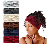 6 fasce per capelli da donna, larghe, ondulate, foulard per la testa, turbante, in tessuto, fascia elastica, per yoga, sport, corsa, foulard (impiombatura)