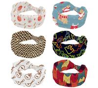 6 fasce per capelli da donna, morbide e larghe, con motivo natalizio con bulldog francese, motivo natalizio, antiscivolo, per yoga, fitness, viaggi, palestra, accessori per capelli