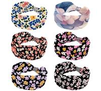 6 fasce per capelli da donna, morbide e larghe, motivo squame di sirena con fiore, antiscivolo, fascia elastica per capelli, turbante con nodo attorcigliato