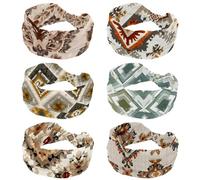 6 fasce per capelli da donna, motivo geometrico astratto etnico, morbide, elastiche, larghe, traspiranti, per corsa, sport, allenamento, viaggi