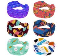 6 fasce per capelli da donna, motivo pesci muskie con sfondo rosa per yoga, allenamento, fascia elastica per capelli, morbida fascia per capelli, turbante alla moda