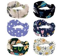 6 fasce per capelli da donna, stile cartone animato, razzo spaziale, pianeta, stelle, larghezza turbante, fascia antiscivolo, fascia elastica per sudore, yoga, allenamento, morbida bandana per capelli