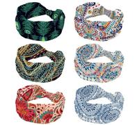 6 fasce per capelli da donna, stile indiano, mandala, bohémien, morbide, larghe, antiscivolo, per yoga, fitness, viaggi, palestra, accessori per capelli