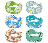 6 fasce per capelli larghe con margherite da donna, antiscivolo, turbante, fasce elastiche per capelli, yoga, sudore, sport, allenamento
