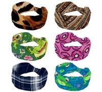 6 fasce per capelli larghe con motivo etnico orientale, alla moda, per donne, fasce elastiche per la testa, per sudore, sport, allenamento, turbante