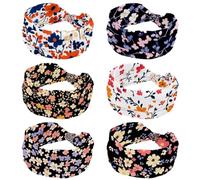 6 fasce per capelli larghe con motivo floreale da donna, alla moda, elastiche, per allenamento, sport, non scivolano