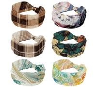 6 fasce per capelli larghe da donna a forma di margherita a forma di cuore su legno, morbide fasce per capelli antiscivolo, fascia elastica per il sudore, yoga, allenamento, fascia per capelli