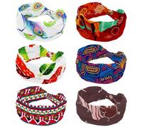 6 fasce per capelli per donne e ragazze, fasce larghe per donne che suonano djembe o musica africana annodate a turbante, fascia per capelli antiscivolo, per yoga, allenamento, corsa