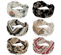 6 fasce per capelli vintage astratte etniche con motivo iris morbido, fasce per capelli per allenamento da donna, fasce per capelli larghe alla moda, fasce elastiche antiscivolo per la testa
