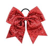 6 fascette for capelli con fiocco a coda di rondine nastro glitterato da 8 pollici Per Cheerleaders(Color 1)