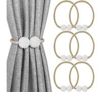 6 Fermacortine Magnetici Decorative per, Cachi e Bianco, Confezione da 6 | Fermo tende magnetico che solleva e posiziona le tende in pochi secondi, decoro elegante e pratico per ogni finestra
